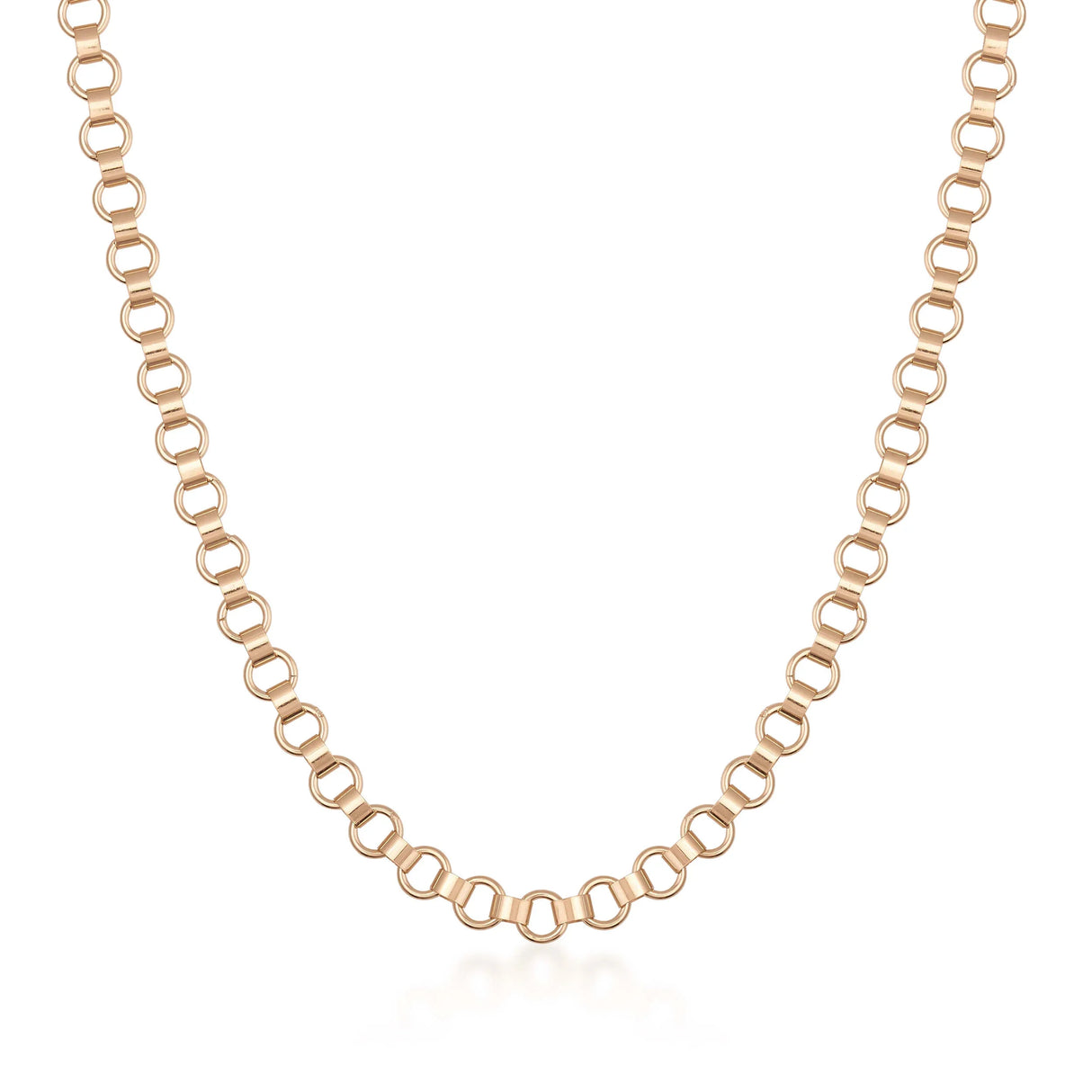 Soft Edge Box - Rounded Rectangle Link Gold Chain Necklace - Heon Jewelry
