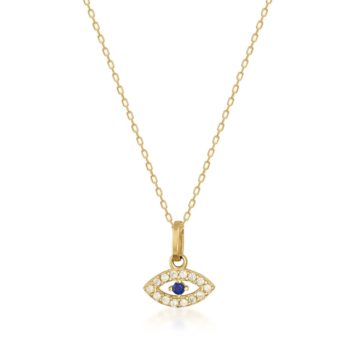Evil Eye Sapphire Necklace – Protection Charm, Blue Eye Pendant - Heon Jewelry