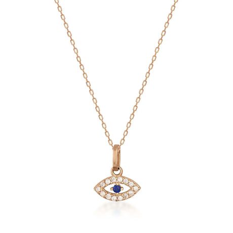 Evil Eye Sapphire Necklace – Protection Charm, Blue Eye Pendant - Heon Jewelry