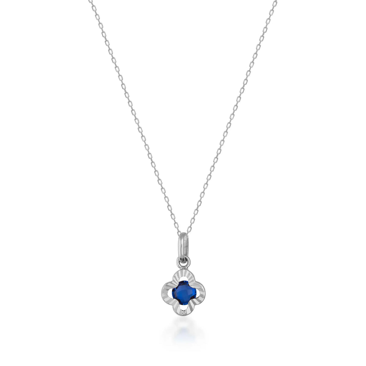 Sapphire Clover Necklace – Lucky Four-Leaf Blue Pendant - Heon Jewelry