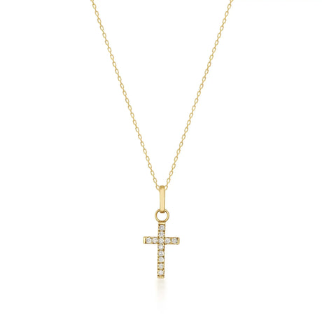 Minimalist Cross Necklace – Dainty Gold Faith Pendant with CZ Stones - Heon Jewelry