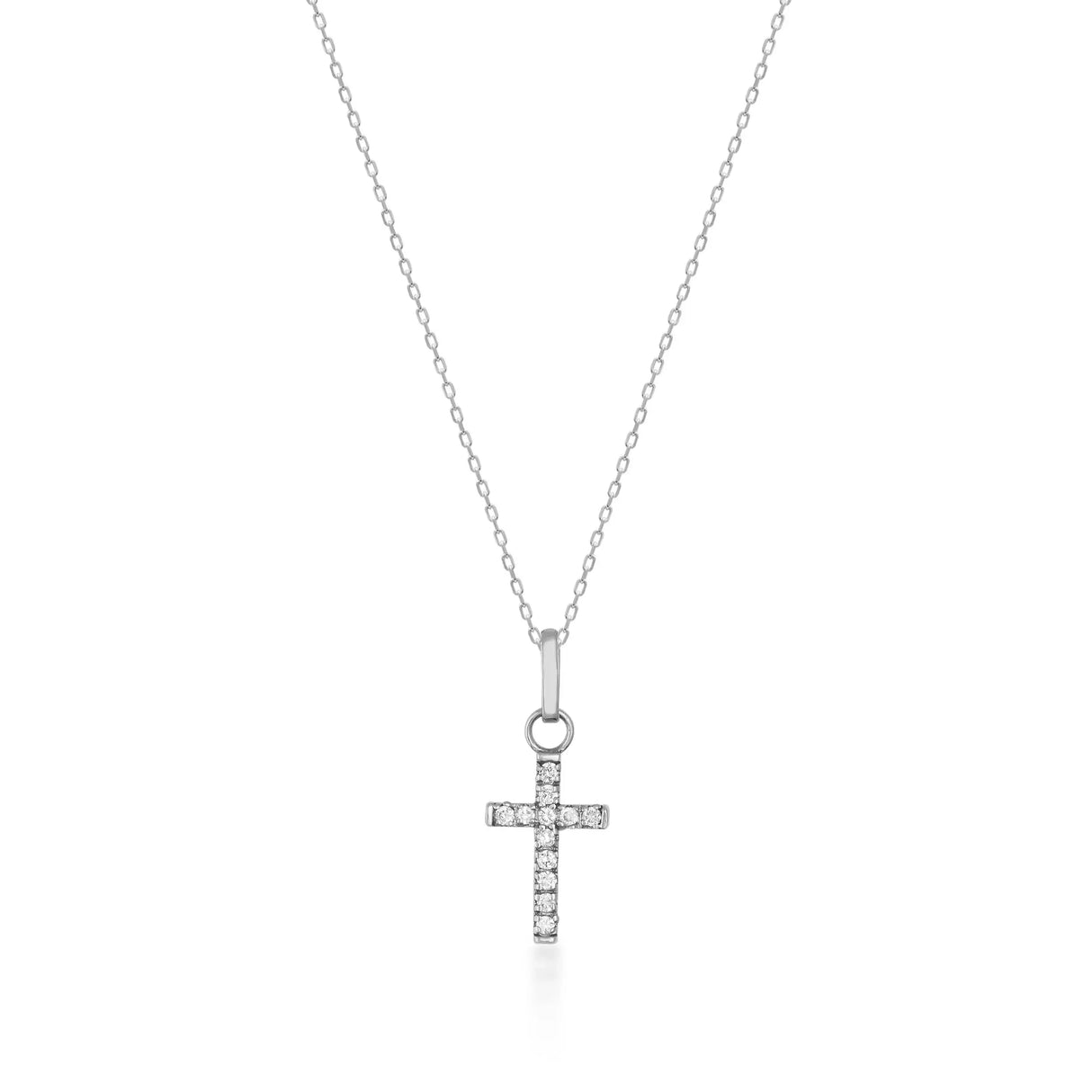 Minimalist Cross Necklace – Dainty Gold Faith Pendant with CZ Stones - Heon Jewelry