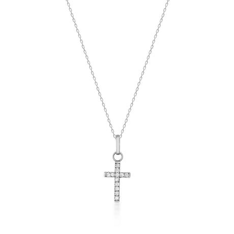 Minimalist Cross Necklace – Dainty Gold Faith Pendant with CZ Stones - Heon Jewelry