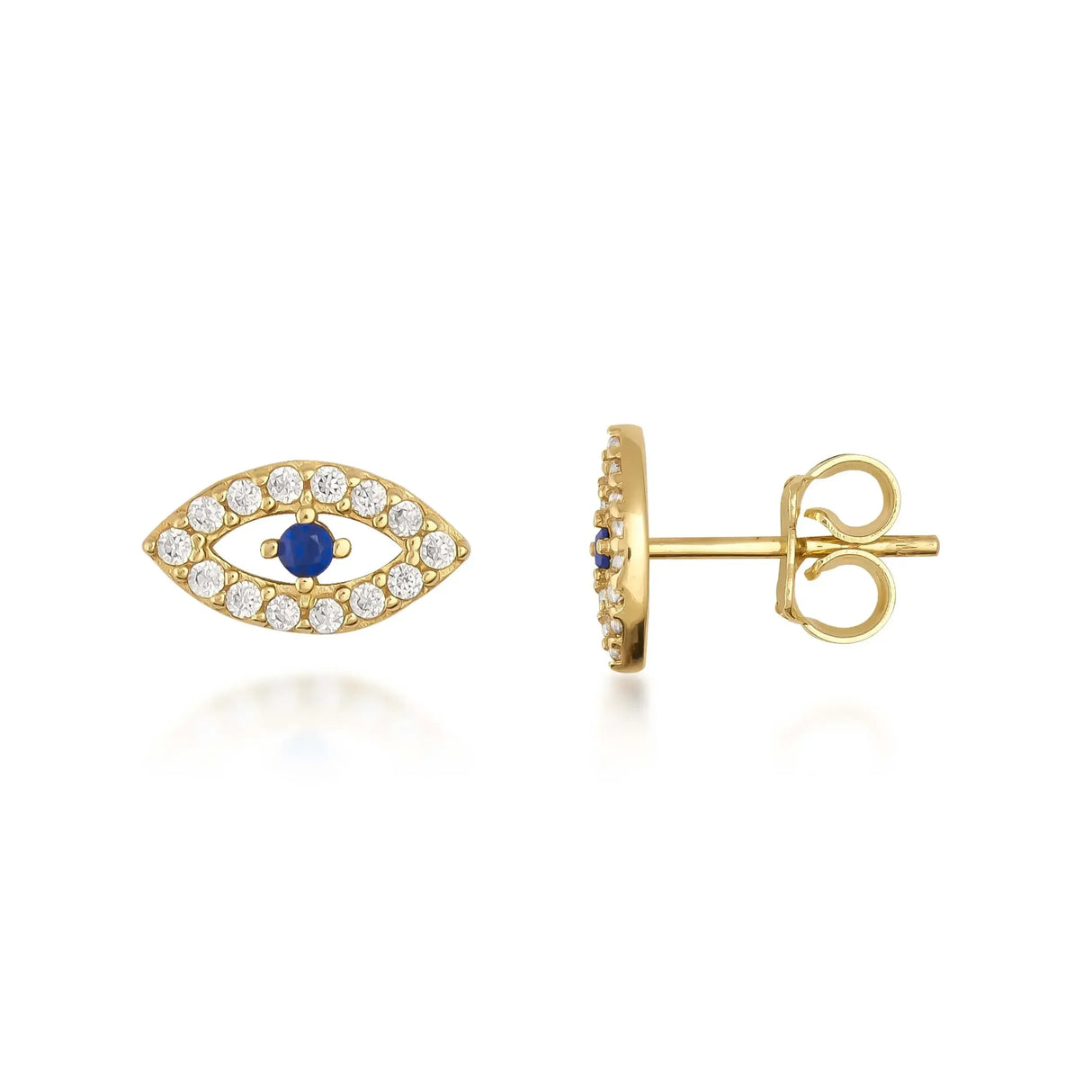 Evil Eye Lab-Grown Sapphire Stud Earrings - Heon Jewelry