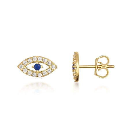 Evil Eye Lab-Grown Sapphire Stud Earrings - Heon Jewelry