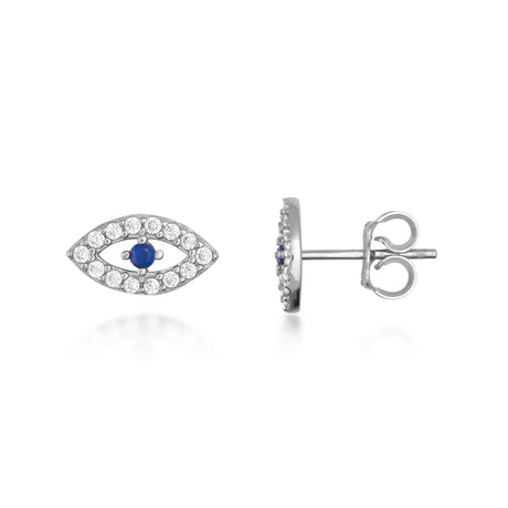 Evil Eye Lab-Grown Sapphire Stud Earrings - Heon Jewelry