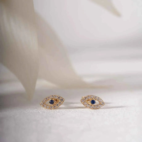 Evil Eye Lab-Grown Sapphire Stud Earrings