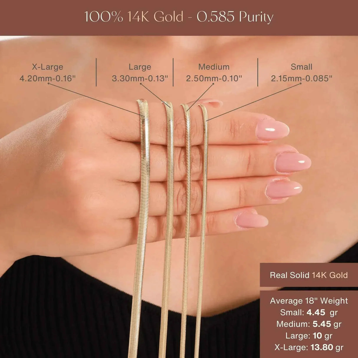 Herringbone Snake Chain Necklace – Flat, Sleek & Flexible Design