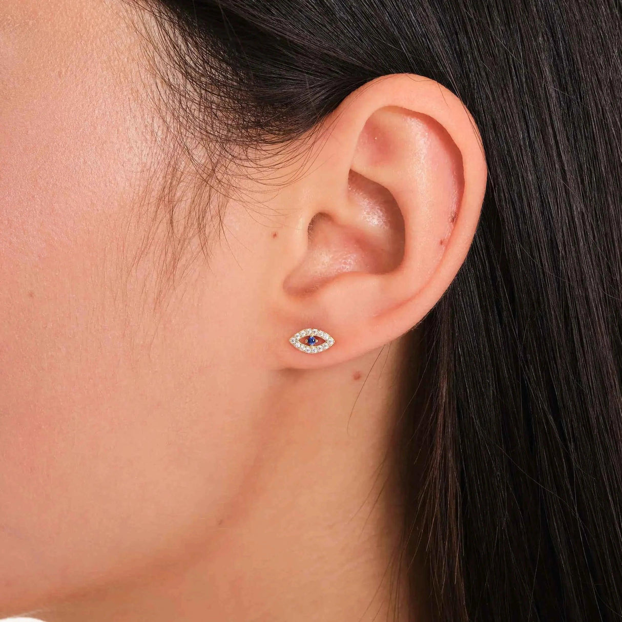 Evil Eye Lab-Grown Sapphire Stud Earrings