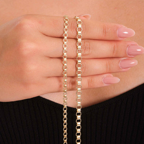 Soft Edge Box - Rounded Rectangle Link Gold Chain Necklace