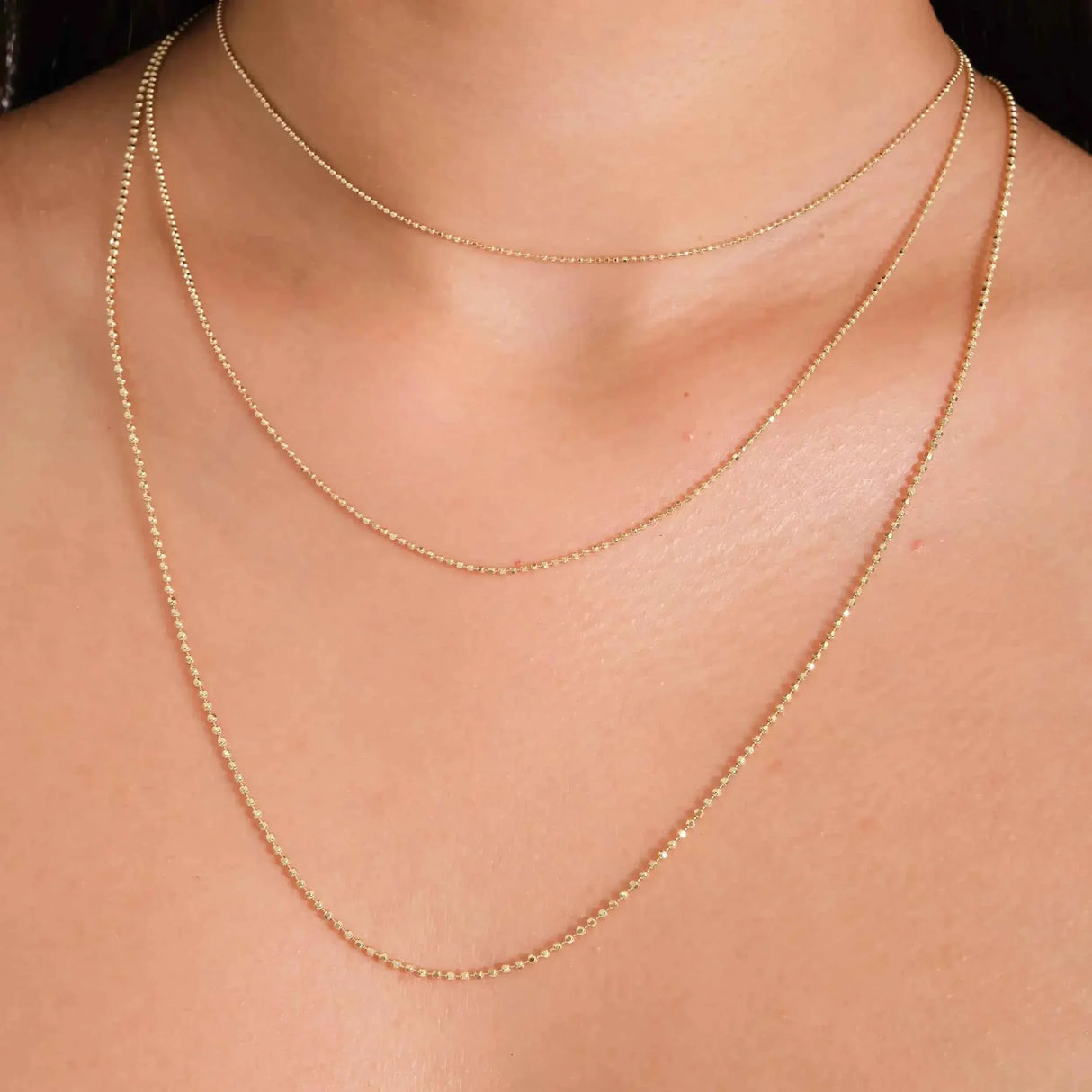 Ball Chain Necklace – Beaded Gold Chain with Polished Sphere Links