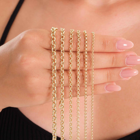 FULL Solid 14K Gold Rolo Link Chain Necklace: Belcher Chain