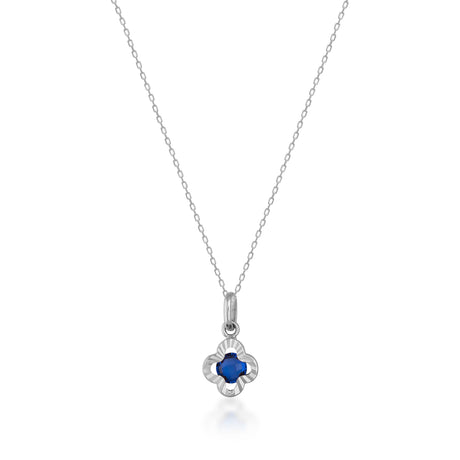 14K Gold Sapphire Clover Necklace: Minimalist Luck Charm