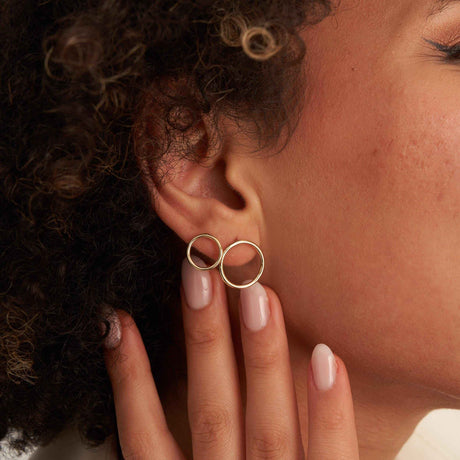 Minimal Gold Circle Earrings 14K Solid Gold Timeless Jewelry