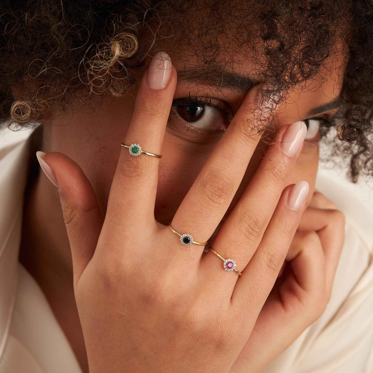 Ruby Birthstone Ring July 14K Solid Gold Ruby Halo Gift for Her