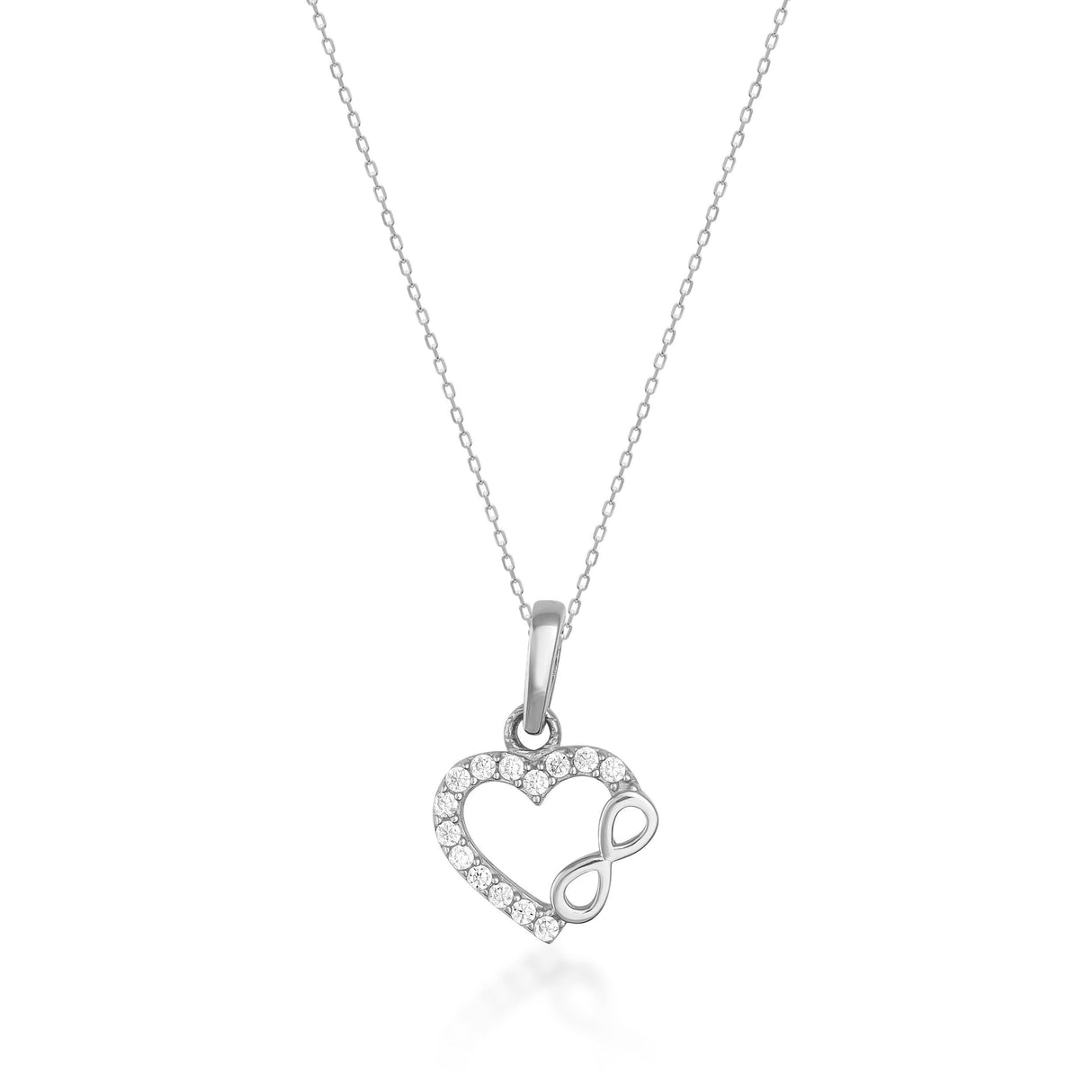 Heart Infinity Necklace 14K Solid Gold Romantic Love Jewelry Valentines Day Gift for Her