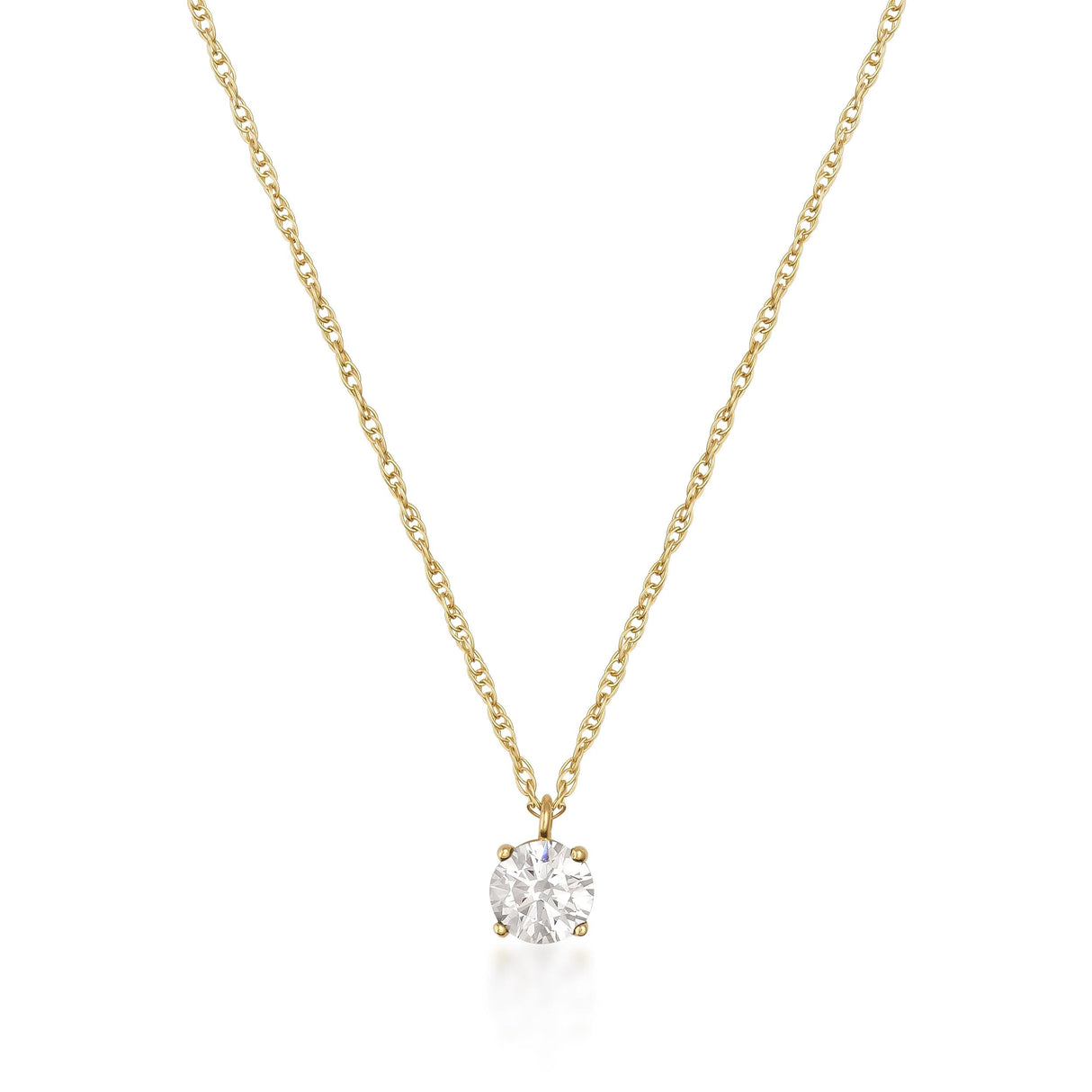 14K Solid Gold White Topaz Necklace Minimal Solitaire Gold Pendant Everyday Jewelry Gift