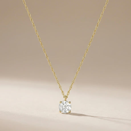 14K Solid Gold White Topaz Necklace Minimal Solitaire Gold Pendant Everyday Jewelry Gift