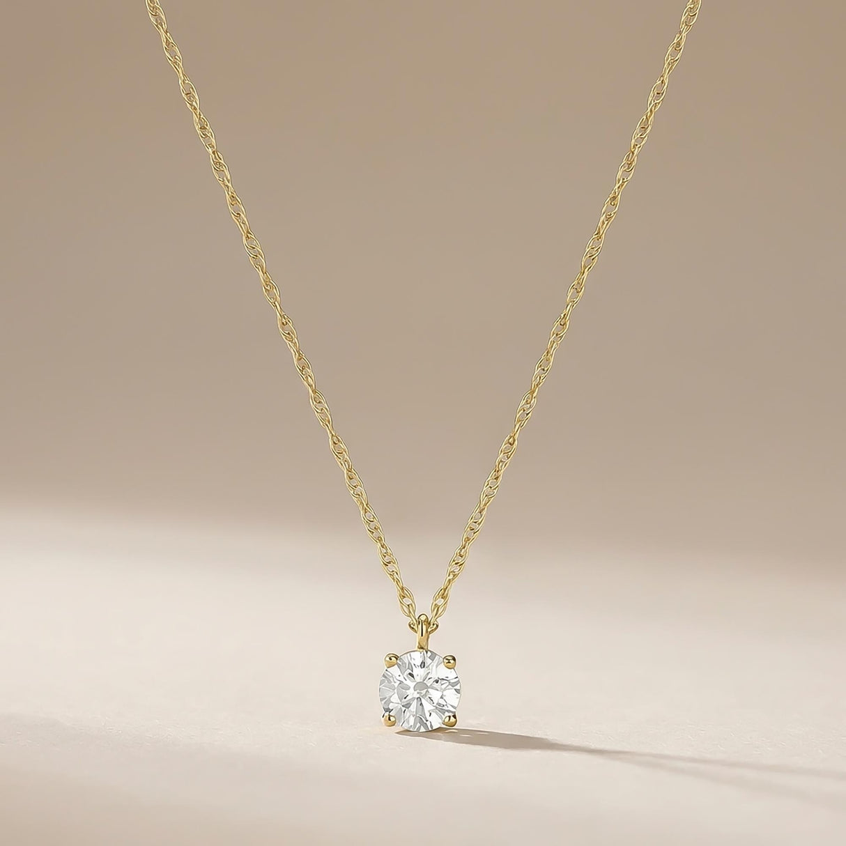 14K Solid Gold White Topaz Necklace Minimal Solitaire Gold Pendant Everyday Jewelry Gift