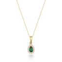 Collier émeraude poire de synthèse en or 14 carats