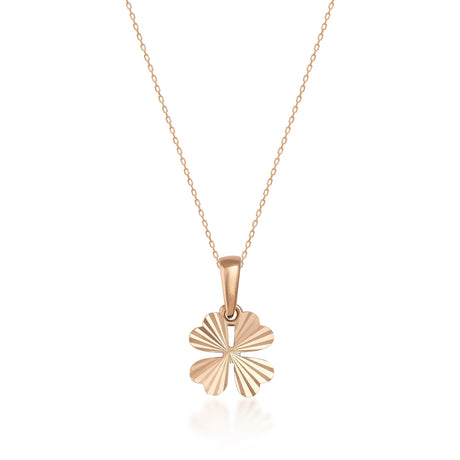 Minimal Four Leaf Gold Clover Necklace 14K Solid Gold Lucky Jewelry