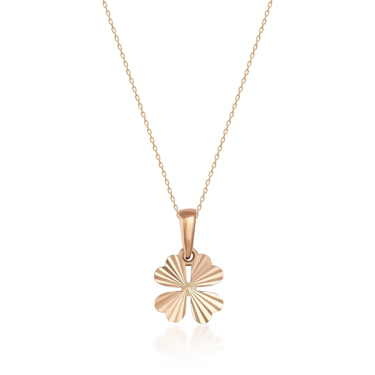 Minimal Four Leaf Gold Clover Necklace 14K Solid Gold Lucky Jewelry