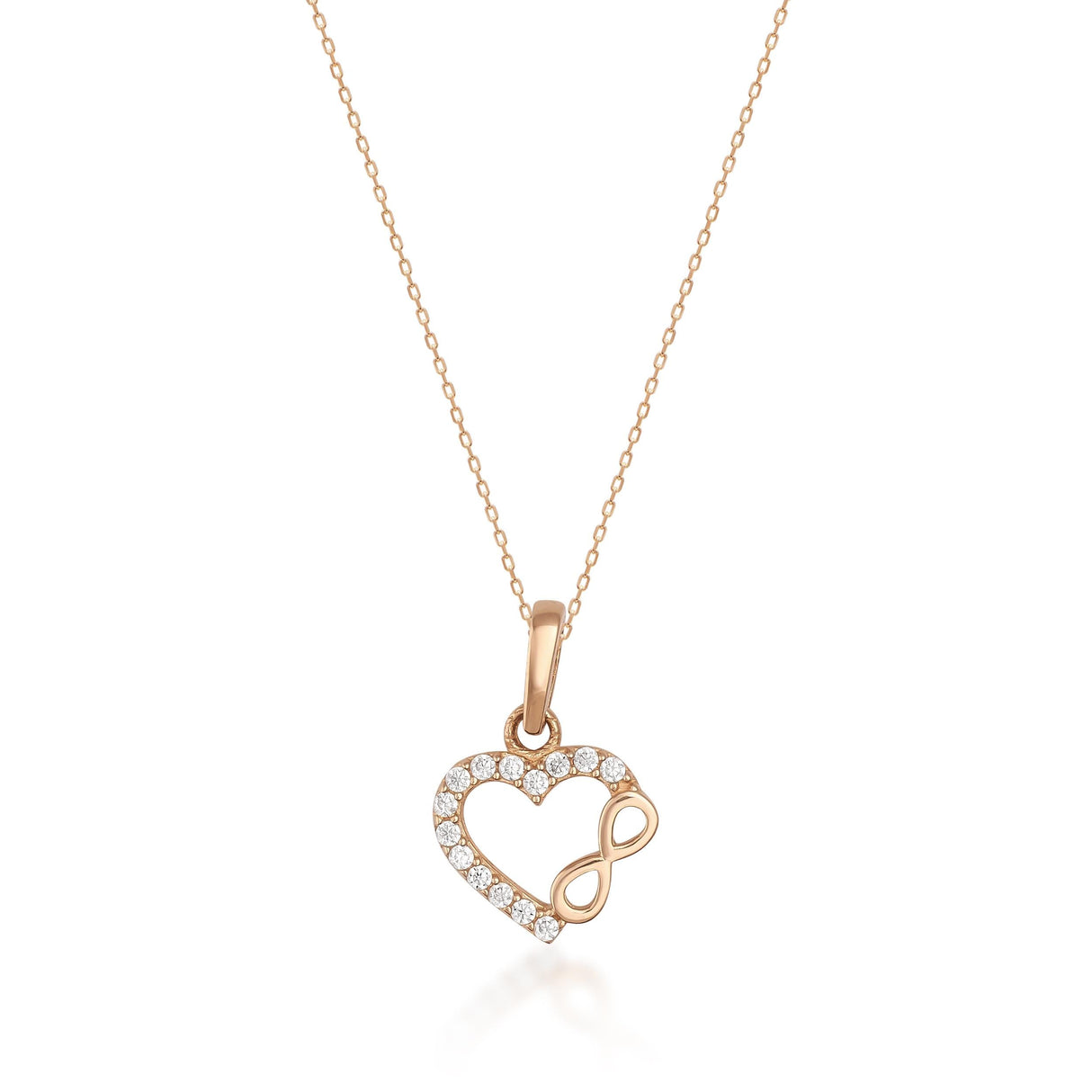 Heart Infinity Necklace 14K Solid Gold Romantic Love Jewelry Valentines Day Gift for Her