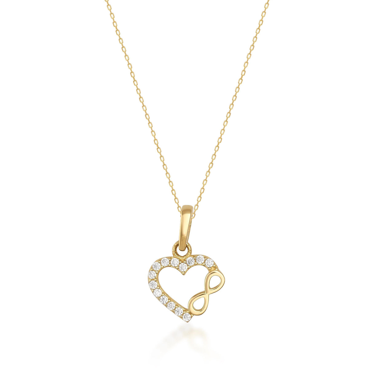 Heart Infinity Necklace 14K Solid Gold Romantic Love Jewelry Valentines Day Gift for Her