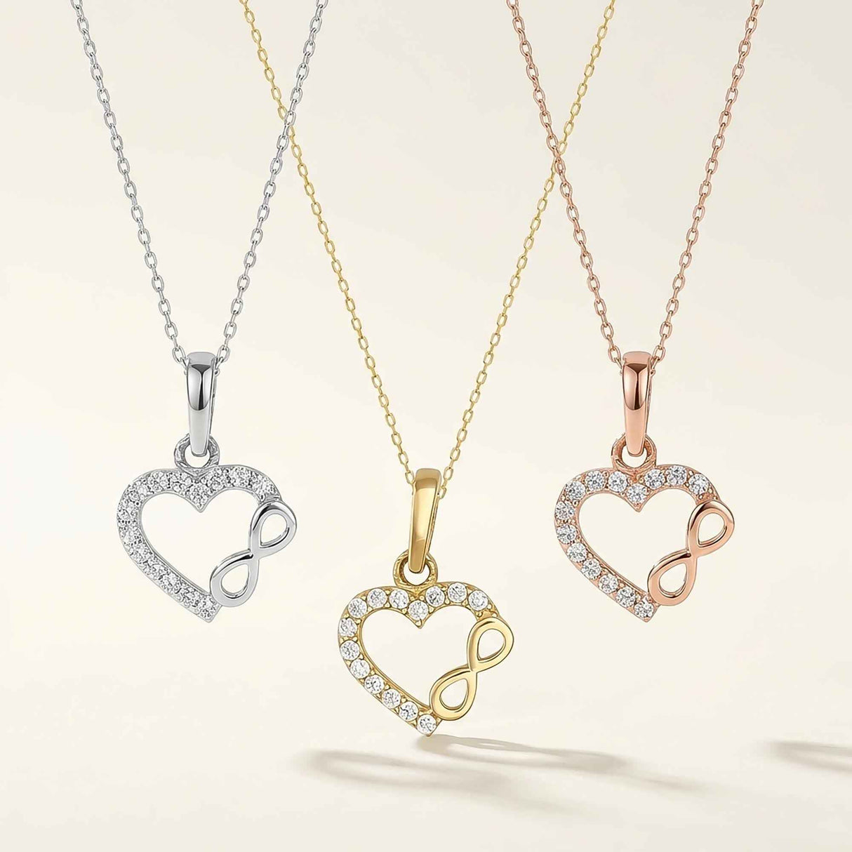 Heart Infinity Necklace 14K Solid Gold Romantic Love Jewelry Valentines Day Gift for Her