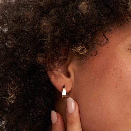 14K Solid Gold Hinged Hoop Earrings Chunky Latch Back Minimal Everyday Jewelry