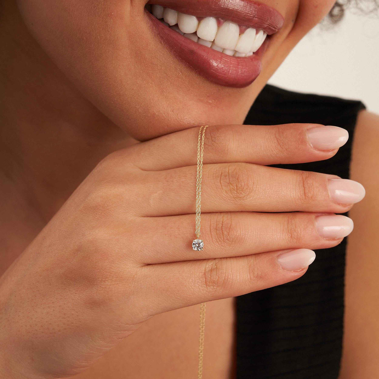 14K Solid Gold White Topaz Necklace Minimal Solitaire Gold Pendant Everyday Jewelry Gift