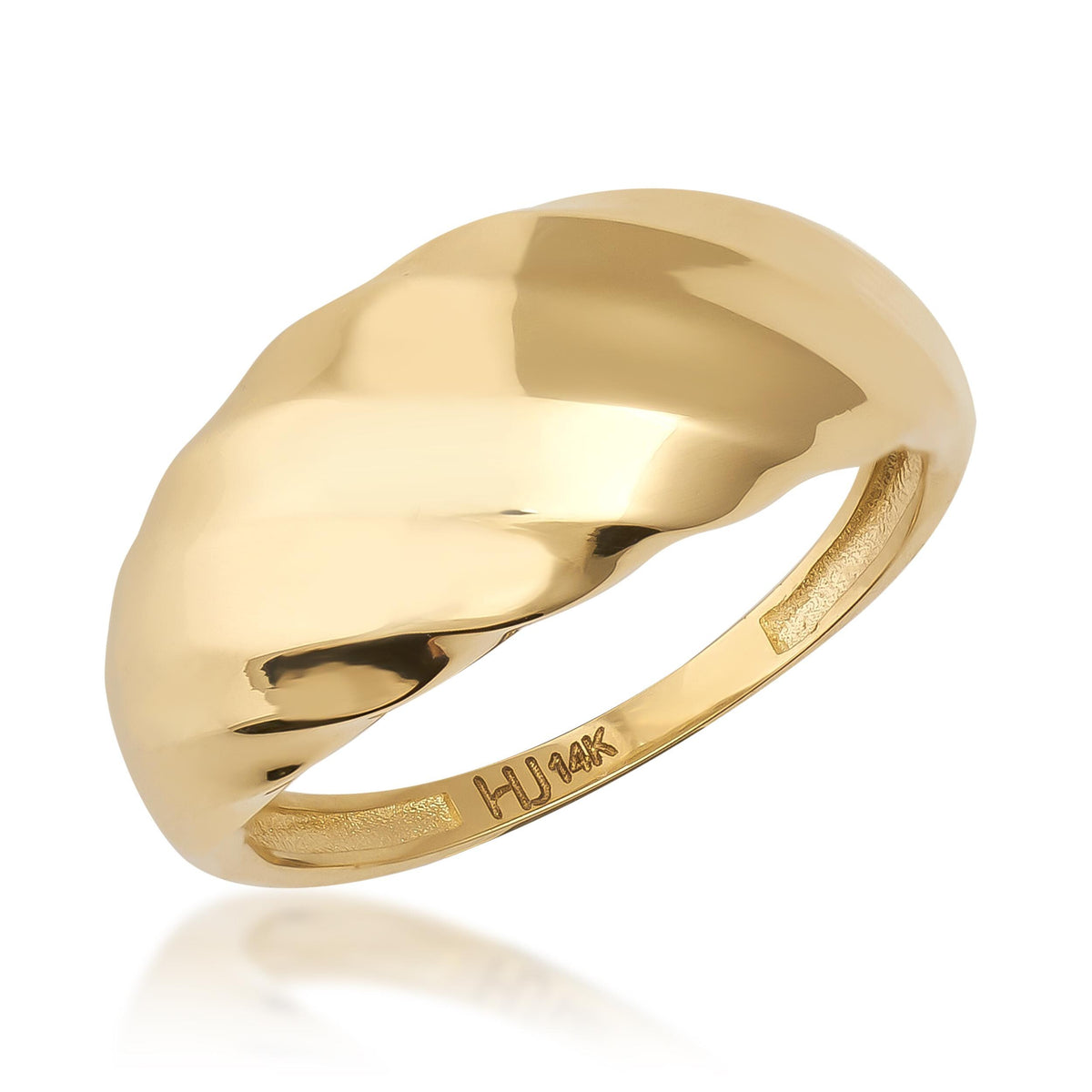 Kuppelring mit Wirbelmuster aus 585er Gelbgold auf weißem Hintergrund