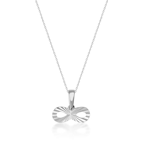 Collier infini taille diamant en or blanc 14 carats sur fond blanc