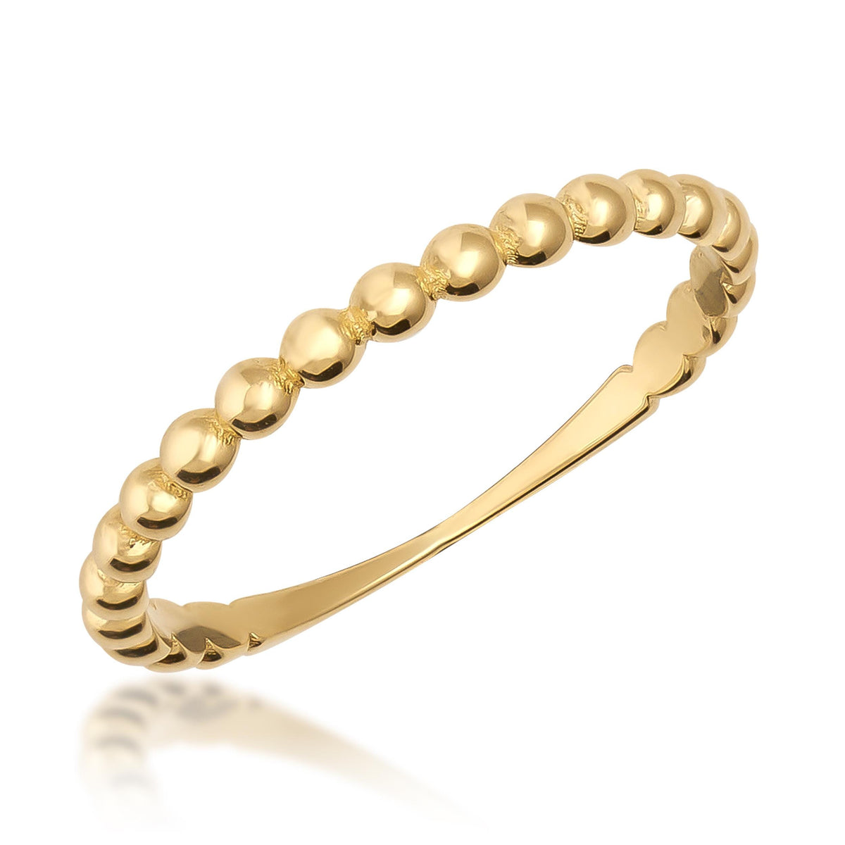 Anillo burbuja en oro amarillo de 14 quilates sobre fondo blanco