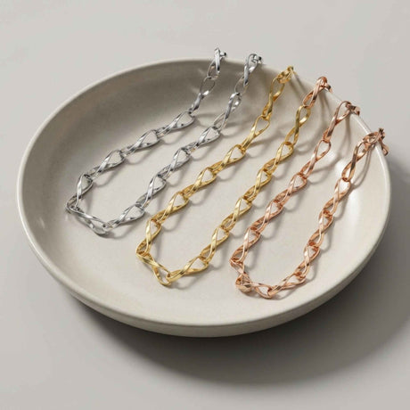 14K Solid Gold Twisted Infinity Link Chain Necklace 3.8mm
