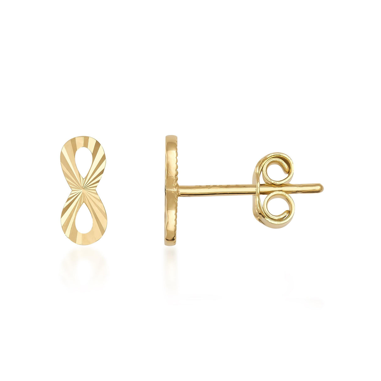 14K Gold Infinity Stud Earrings Minimal Symbol Dainty Forever Love Jewelry