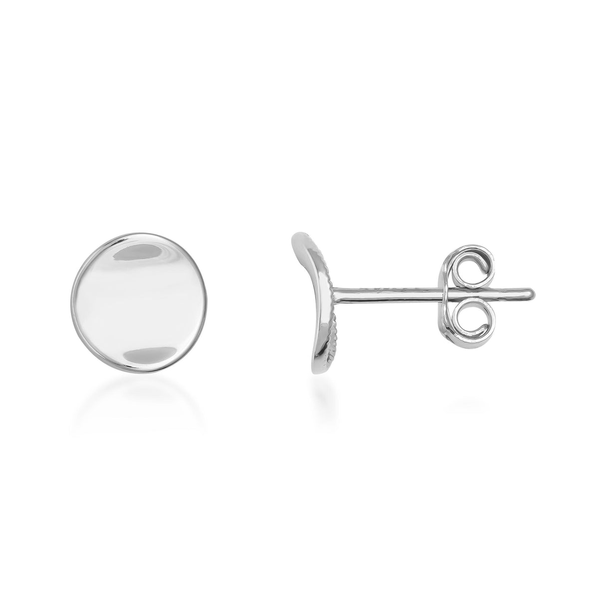 14K Solid Gold Round Disc Stud Earrings Minimal Dome Everyday Dainty Jewelry