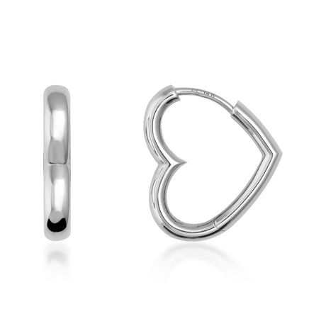 14K Solid Gold Heart Hoop Earrings, Chunky Puffy Heart Huggie Hoops