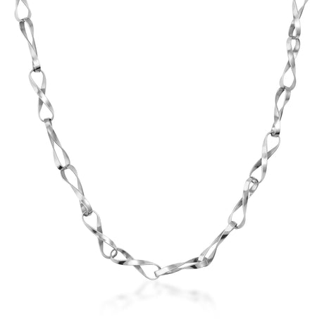 14K Solid Gold Twisted Infinity Link Chain Necklace 3.8mm