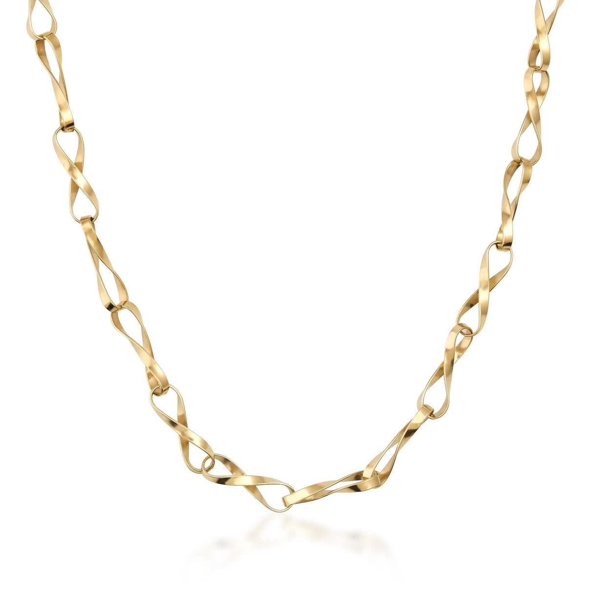 14K Solid Gold Twisted Infinity Link Chain Necklace 3.8mm