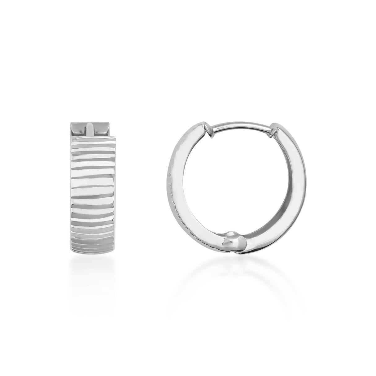 14K Solid Gold Wavy Hoop Earrings, Chunky Ripple Huggie Gold Hoops
