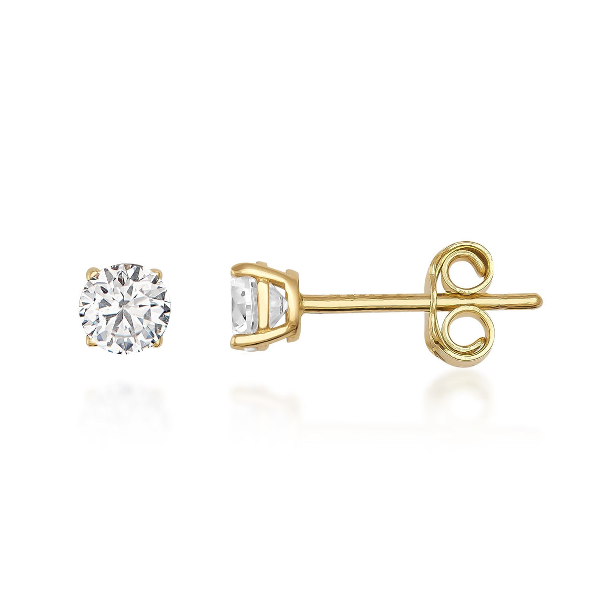 14K Gold Topaz Stud Earrings 4mm Round Gemstone Blue White Peridot Minimal