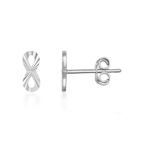14K Gold Infinity Stud Earrings Minimal Symbol Dainty Forever Love Jewelry
