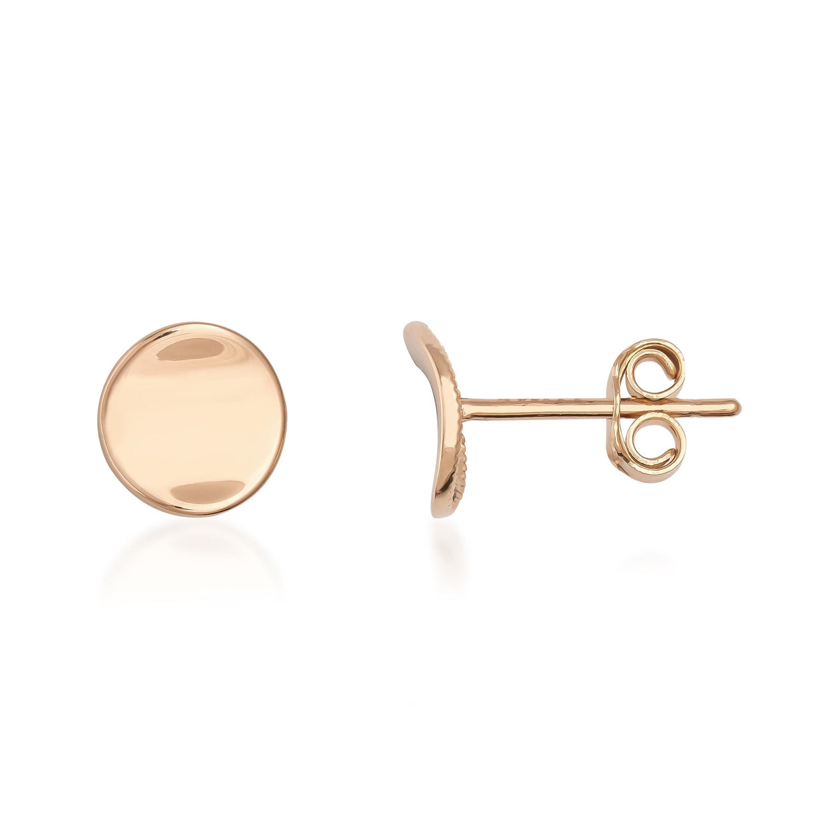 14K Solid Gold Round Disc Stud Earrings Minimal Dome Everyday Dainty Jewelry