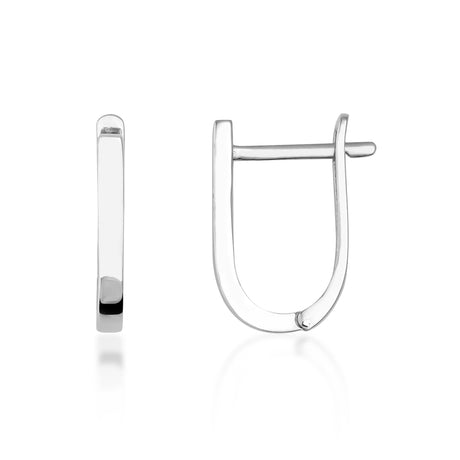 14K Gold Oval Huggie Hoop Earrings Minimal U Shape Small Gold Hoops
