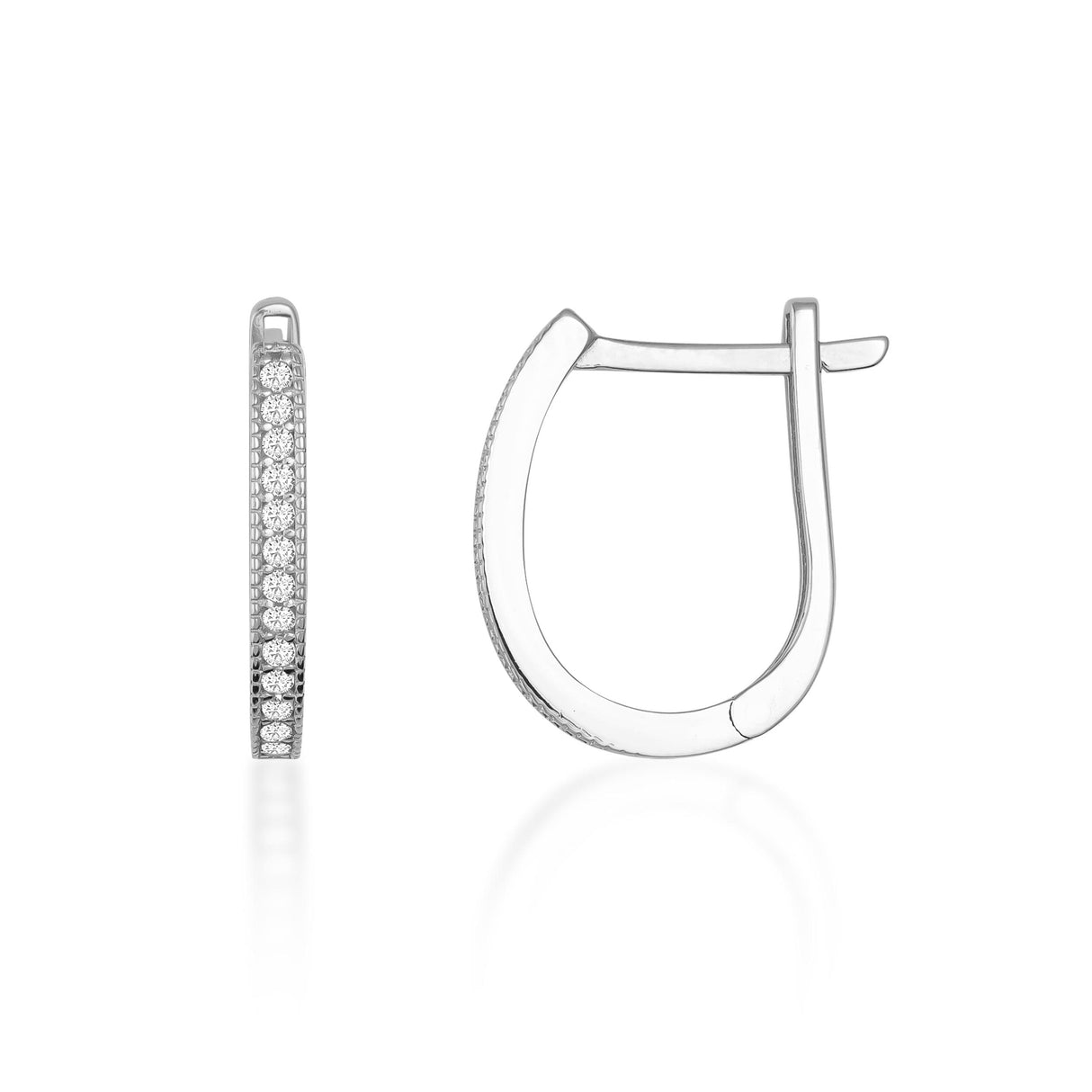14K Gold Diamond Simulant Hoop Earrings Oval Huggie CZ Pavé Minimal Gold Hoops