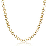 Collier chaîne belcher en or jaune 14 carats sur fond blanc