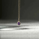 February Birthstone – Amethsyt Halo Pendant Necklace