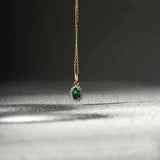 May Birthstone – Emerald Halo Pendant Necklace