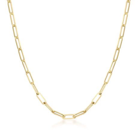 Elongated Oval Link Chain Necklace – Flat Rectangular Paperclip Style - Heon Jewelry